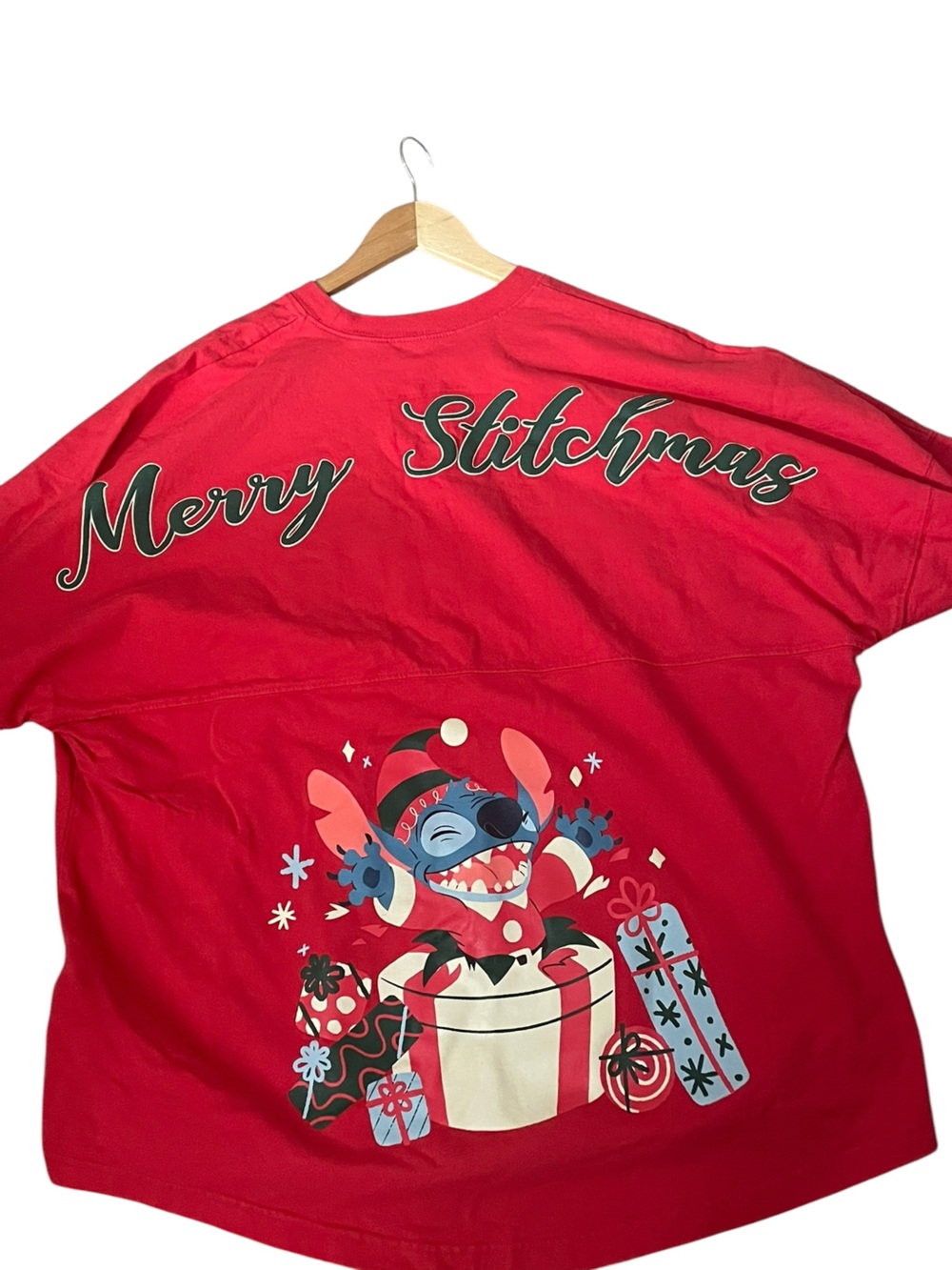 Disney "Merry Stitchmas" Spirit Jersey Adult XXL Red Holiday Long Sleeve Shirt